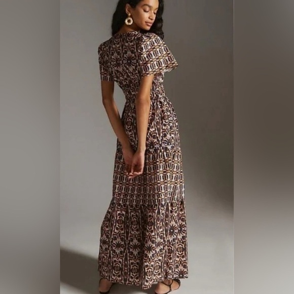 Anthropologie Maeve Somerset Maxi Dress Blue Orange 1X - Picture 2 of 8